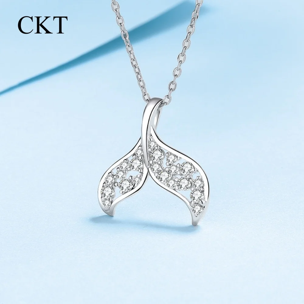CKT Platinum Pt950 Mermaid Necklace for Women Sparkly D Color Vvs Moissanite Diamond Pendant Collarbone Chain Ins Poplur Style