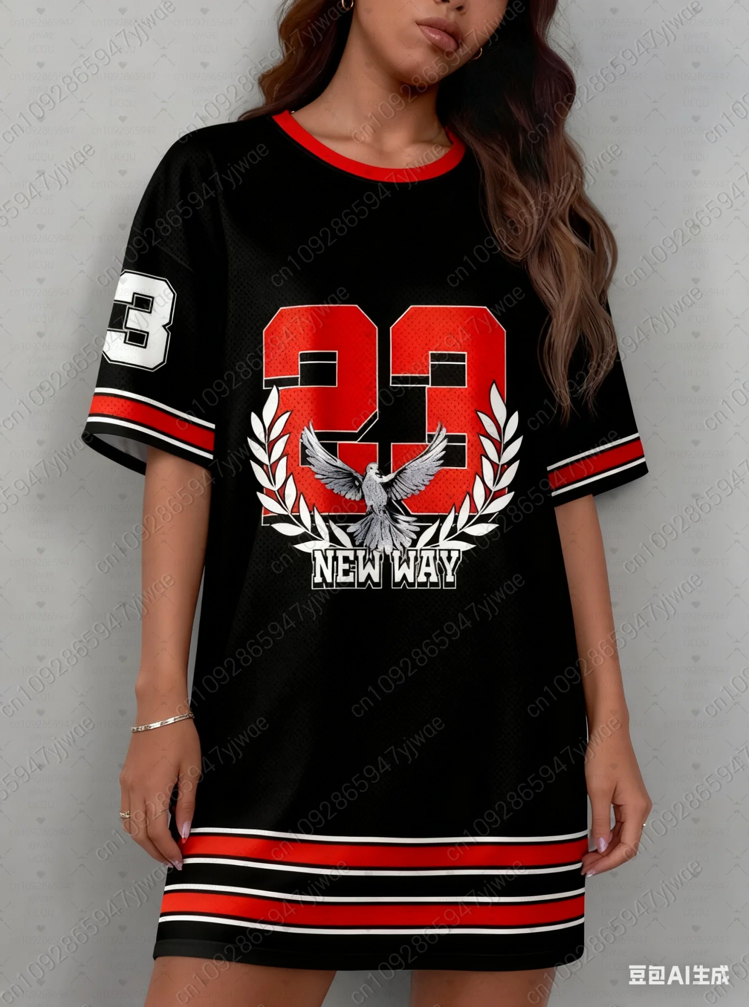 2025 Summer Women T-Shirt Dress New York No.23 Los Printed O-Neck Lady Short Sleeve Pullover Y2k T-Shirt Dresses Women Clothing