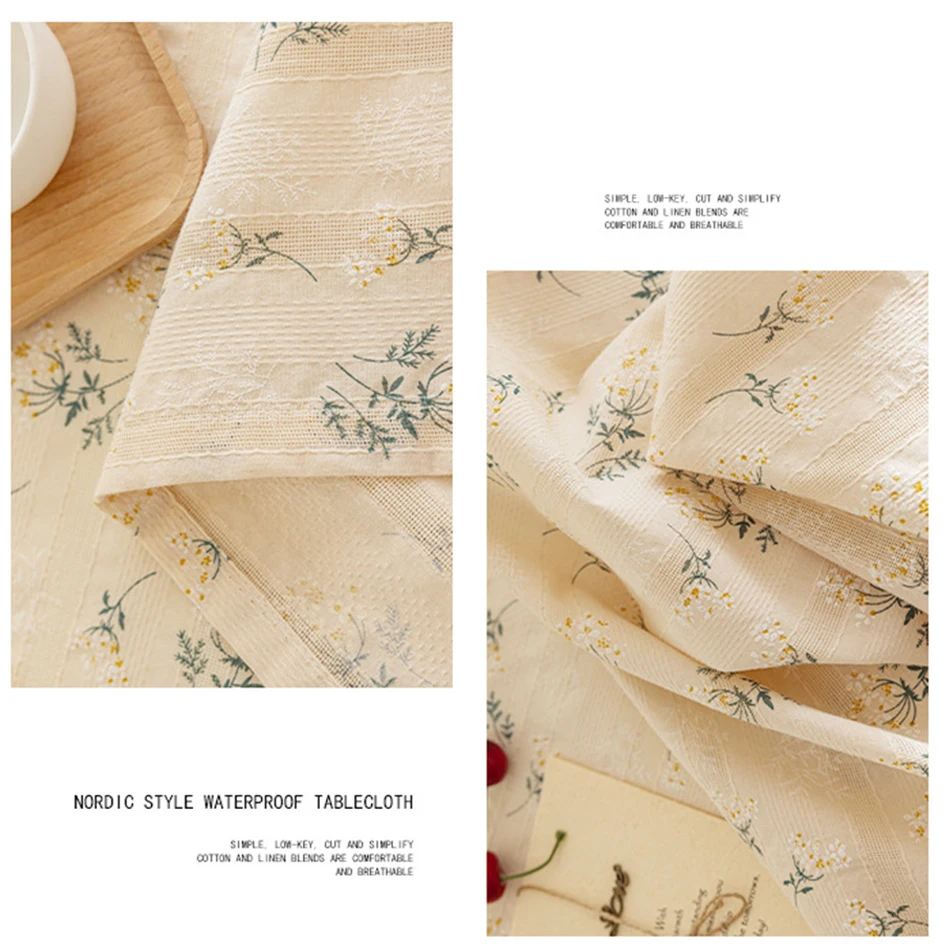 Kleines Gänseblümchen-Tischtuch aus Baumwolle im koreanischen Stil, Teetischdekoration, rechteckige Tischdecke für Küche, Hochzeit, Esszimmer – Detail 20