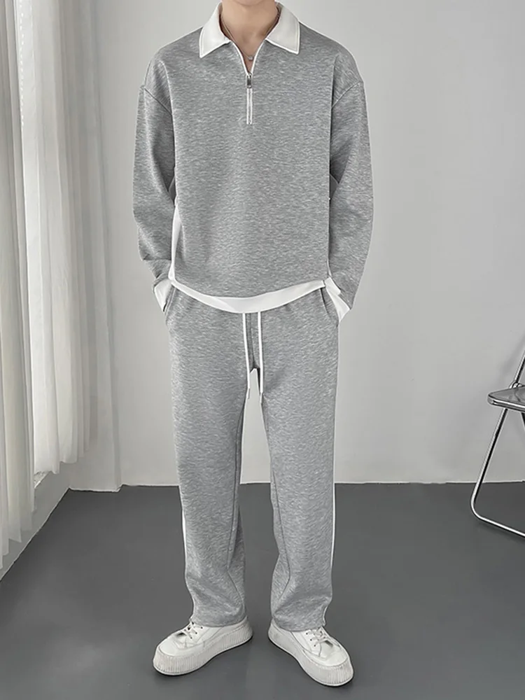 

Модный спортивный костюм для мужчин: повседневная рубашка и брюки, комплект из двух предметов, осенняя коллекция, для подростков, с длинным рукавом