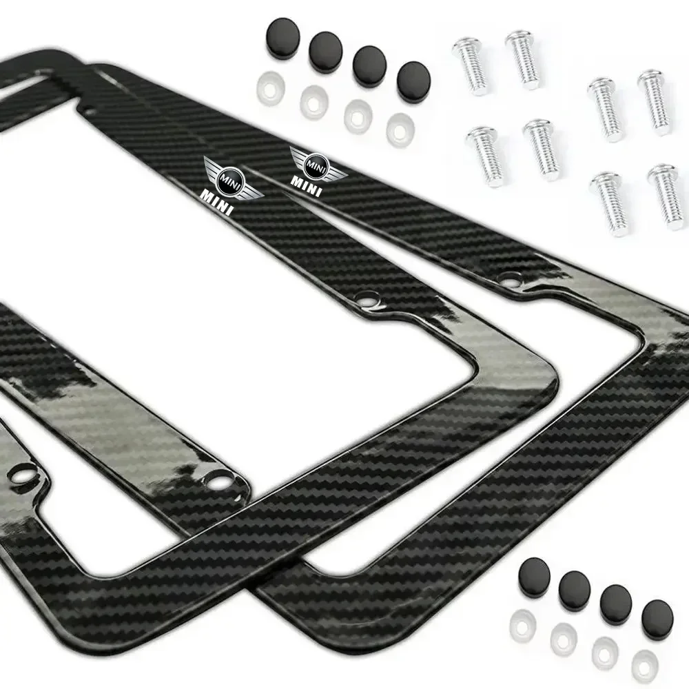 

New universal stainless steel carbon fiber license plate frame For BMW Mini Cooper R56 R50 R53 F56 R60 2011 2012 2013 2018 2019