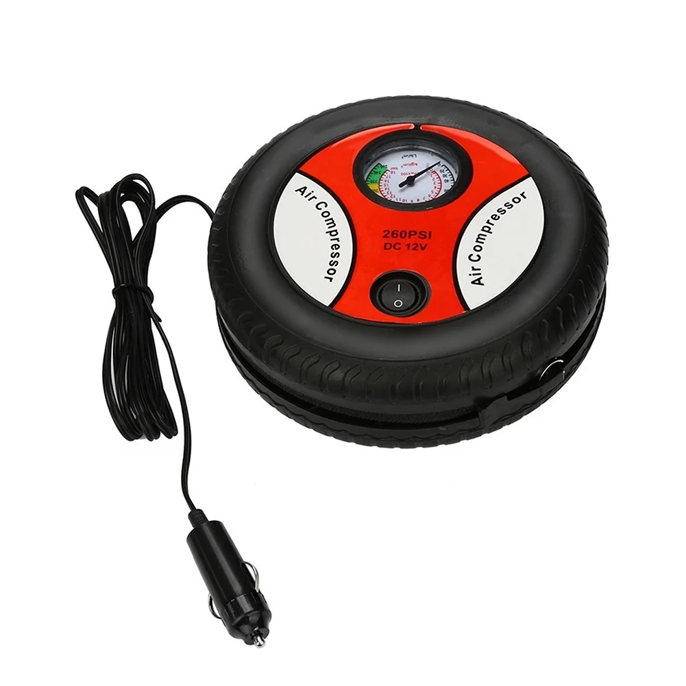 

Practical 12V Portable Air Compressor Wheel Easy to Use Wear resistant Tyre Inflator Pump for Car Tires and More 260 PSI