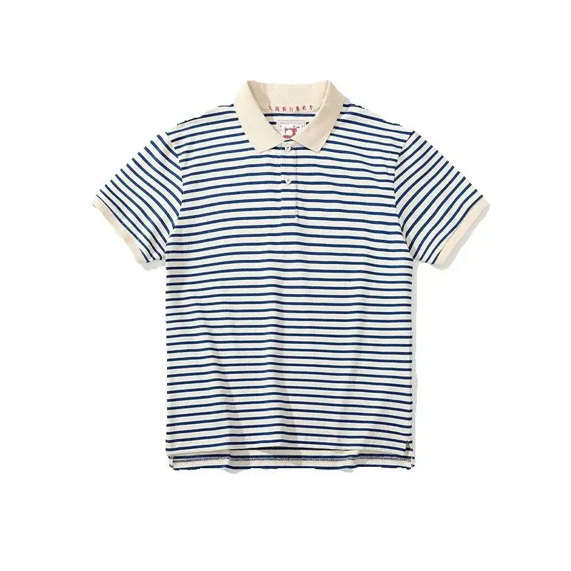 Summer Men's T-shirt, Sea Soul Polo Shirt, Short Sleeved Men's Cotton Loose Casual Striped T-shirt