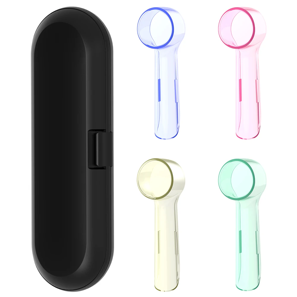 Toothbrush Travel Case Compatible with Oral B Pro 1000 1500 Electric Toothbrushes, Includes 4 Pcs Brush Head Dustproof Covers