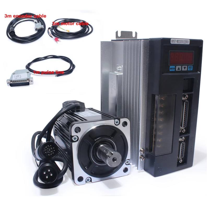 80ST-M04025 220V 1000W AC Servo Motor 4N.m 2500RPM 1KW  Single-Phase AC drive permanent magnet AASD-15A Matched Driver.