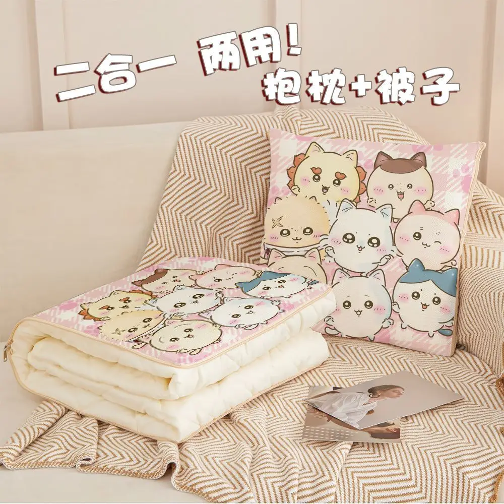 Niedliches Chiikawa Kawaii Hachiware Usagi Kissen für Mädchen-Schlafsaal, 2-in-1 Doppelfunktions-Kissen für Studenten, Nickerchen-Kissen, Quilt
