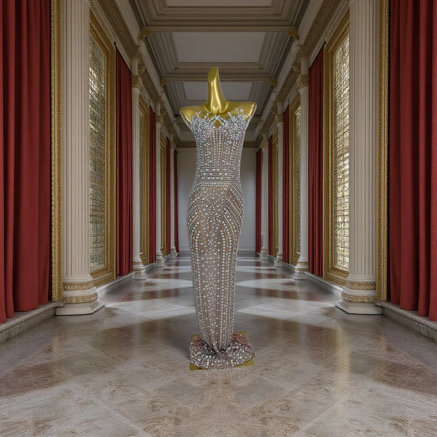 فستان سهرة فاخر من Bazhuayu في دبي فستان الأميرة بدون حمالات كريستالي متلألئ لحفلات أعياد الميلاد وحفلات الزفاف وحفلات الكوكتيل