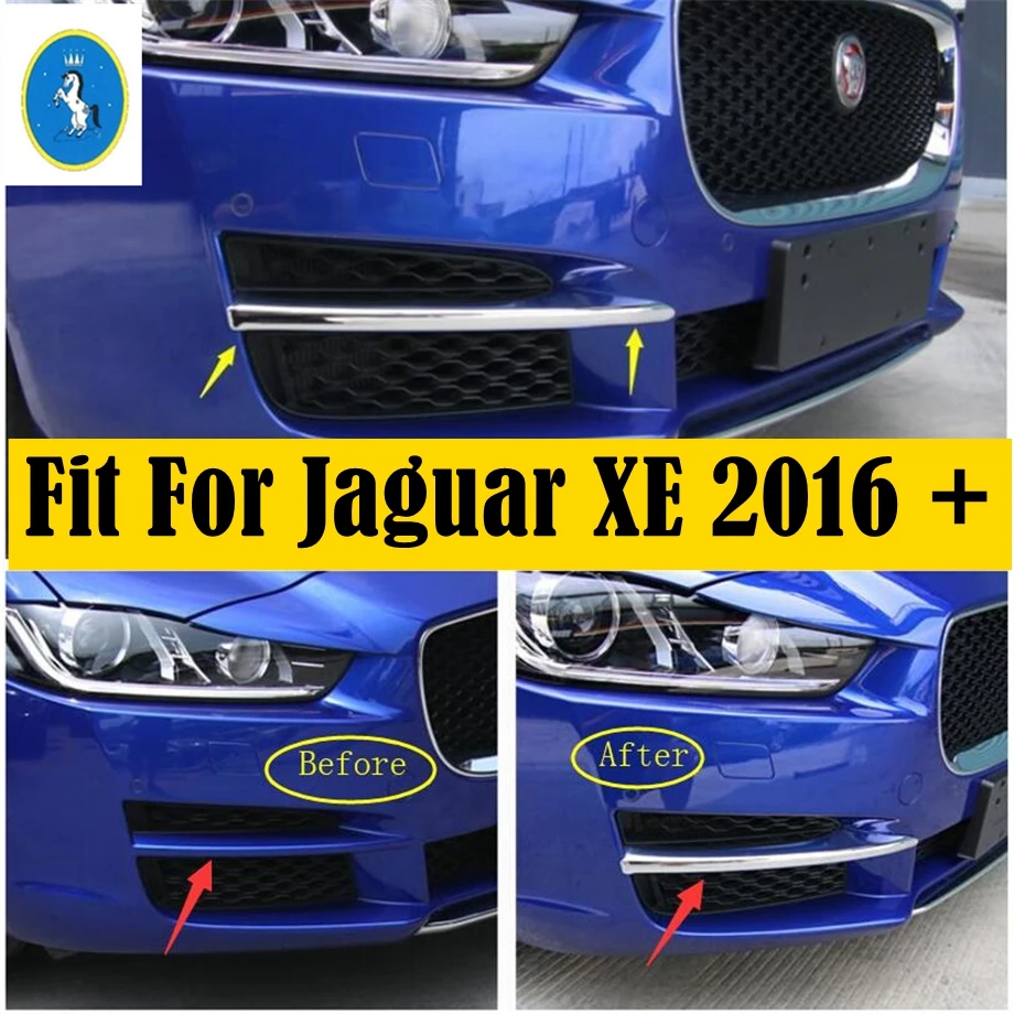 

Chrome Car Front Head Fog Lights Lamps Eyelid Eyebrow Decor Stripes ABS Accessories Cover Trim For Jaguar XE 2016 2017 2018 2019