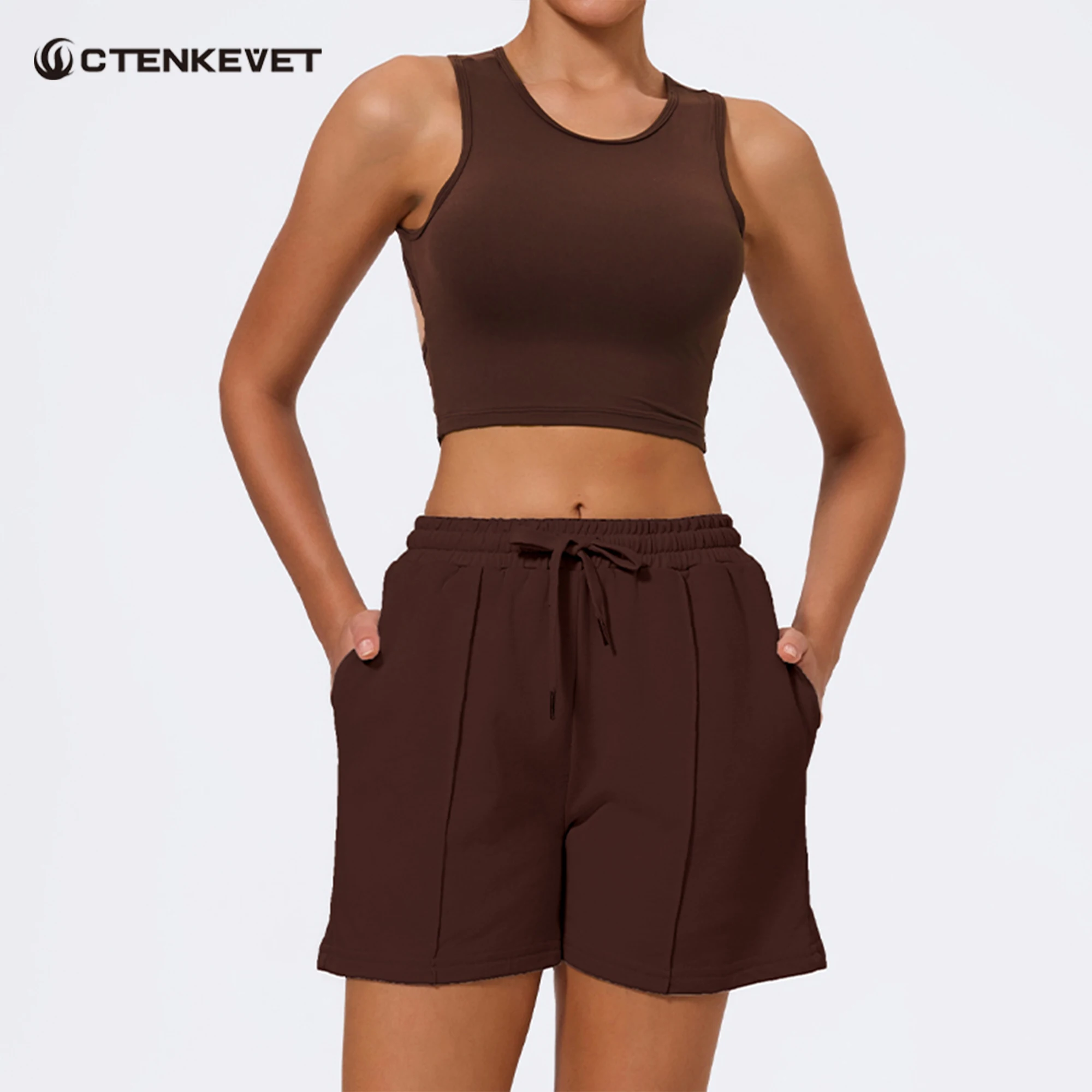 

Ctenkevet 2Pcs Women Winter Warm BaggySweatpants Female Gym Shockproof Sports Tank Top Yoga Set Woman Matching Sweatsuit Set