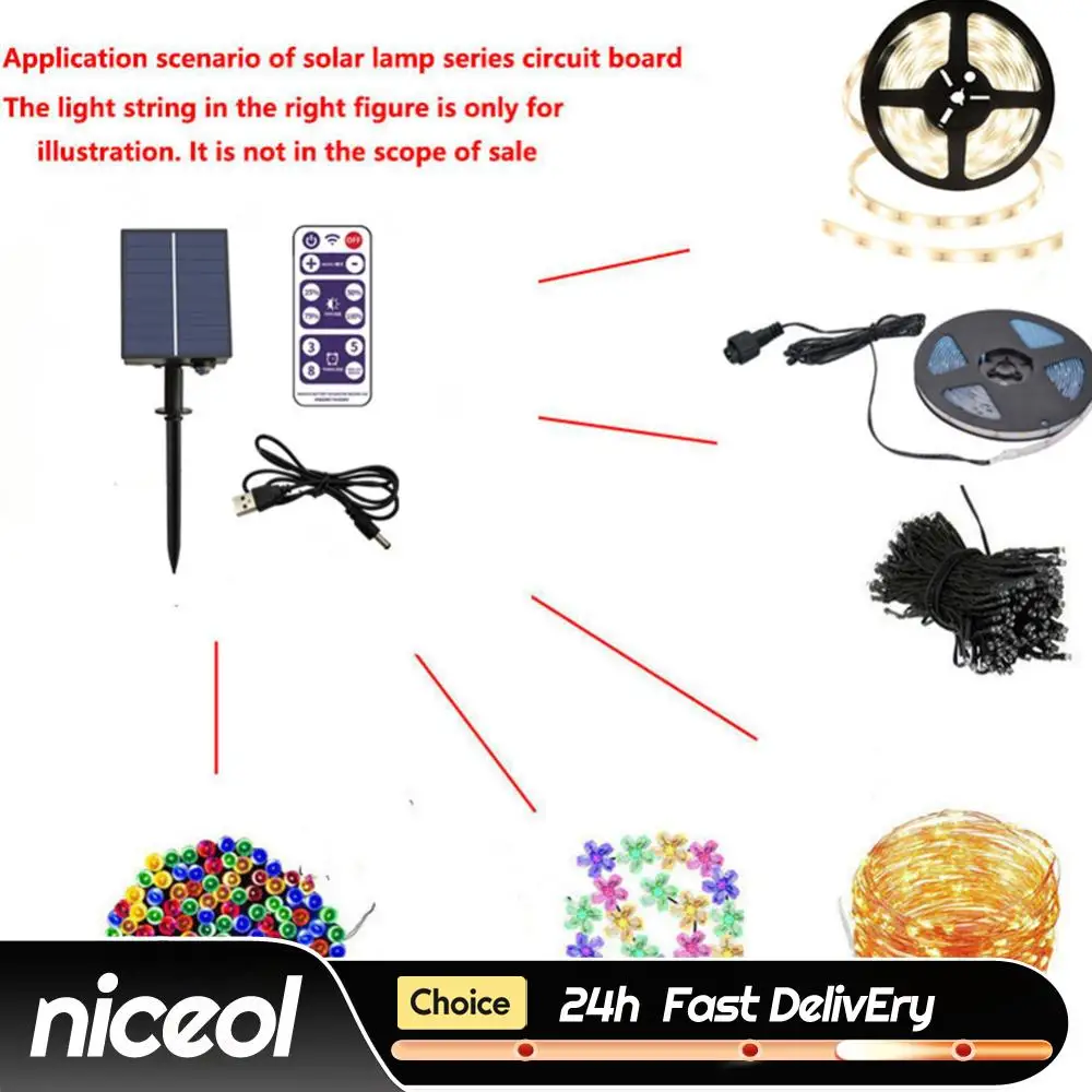 

Solar Battery Box Kit Pack 3.7V 1200mAh Powered Lithium Panel Light with Remote Control for LED String Strip Lamp 3.7V DIY
