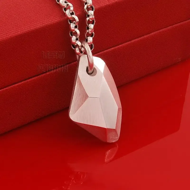 

Sterling Silver Irregular Wishing Stone Pendant Men and Women Couple Necklace Bring In Wealth and Treasure Jewelry Custom Name