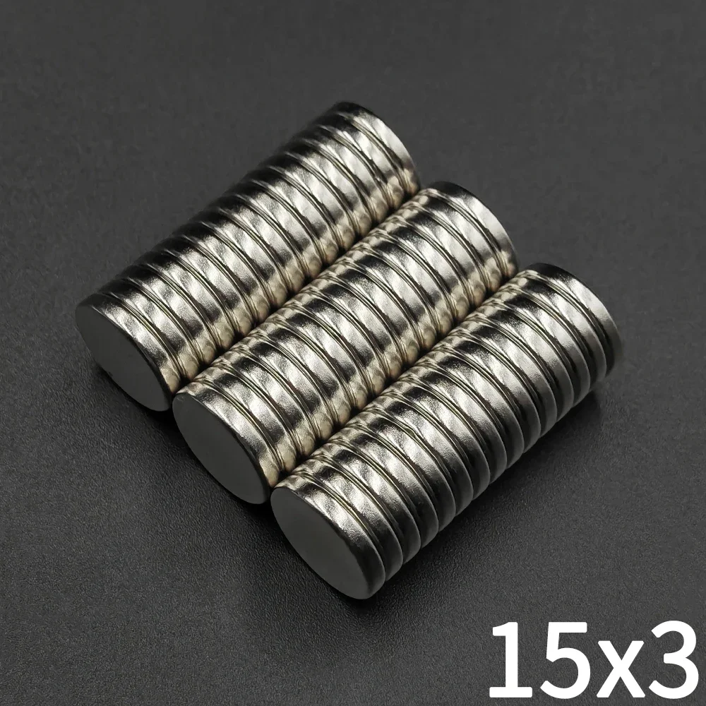Round Magnet 15x3mm Permanent Super Strong Powerful Magnetic Disc 15*3 for Fridge, DIY, Building, Scientific, Craft, Education