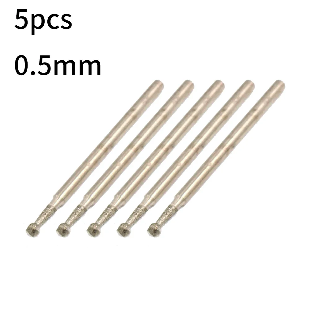 

5Pcs 0.5mm-3mm Spherical Rotating Drill Bits A 2.35mm Handle Glass Carving Grinding Carving Polishing Drill Bits Set