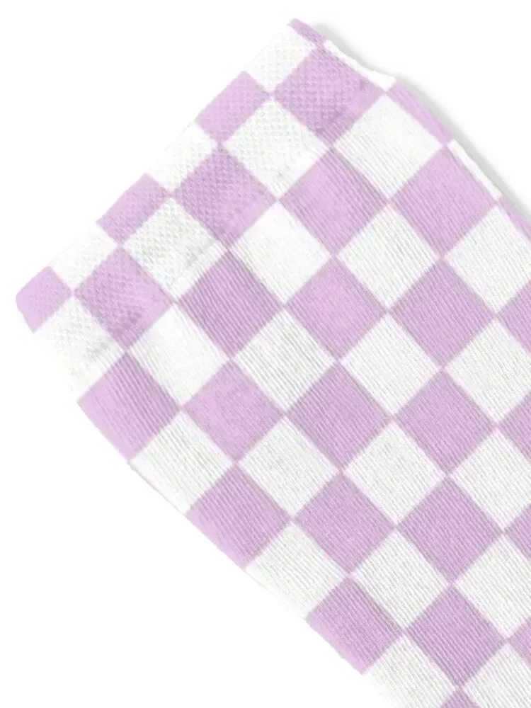 Pastel Purple Lavender Checkered Print Socks kawaii sheer Boy Socks Women's