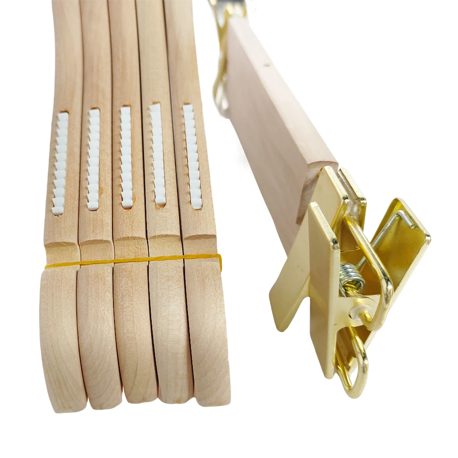 5, unpainted solid wooden hangers in homes and clothing stores, non-slip wooden trouser clips