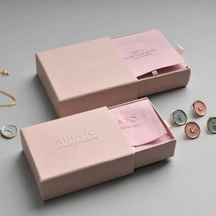 

50pcs Classical Custom Logo Jewelry Drawer Box Earring Packaging Pink Color for Children Jewelry Box