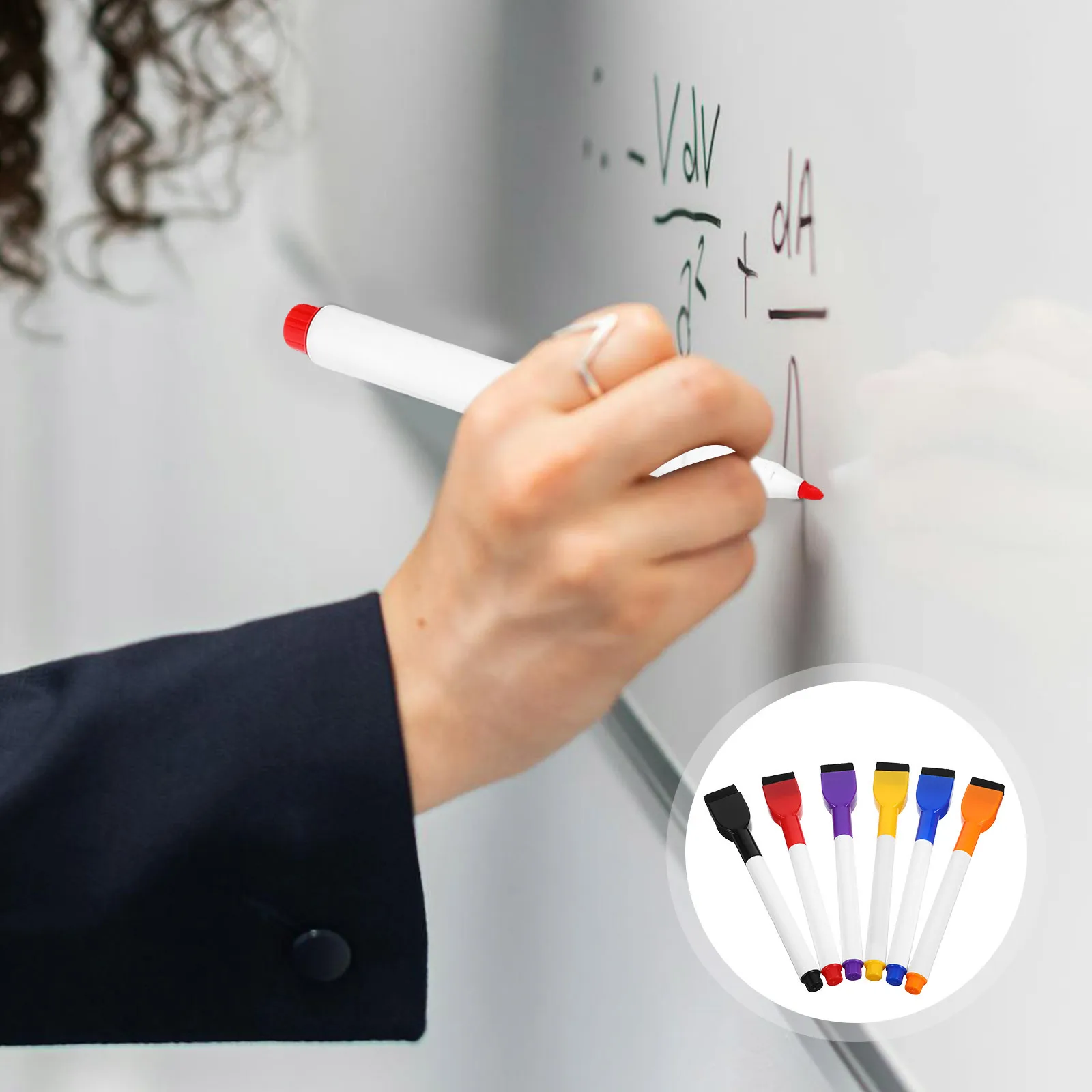 

6Pcs Dry Erase Markers Small Erasable Whiteboard Pens Fine Tip Multi-Color Marker Set for School Office Home Dry Eraser Pen