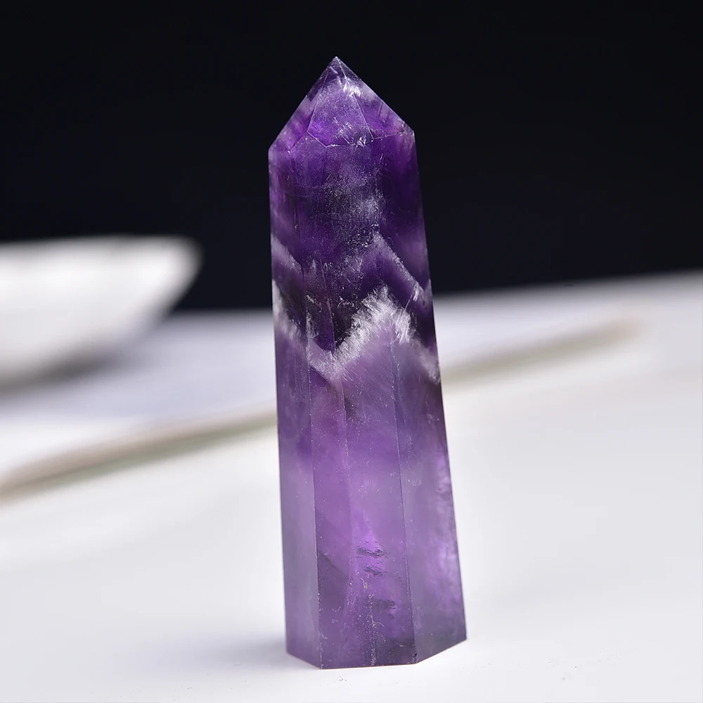 Natural amethyst column hand transparent polished love symbol Gift Reiki Healing collection Mineral home decor