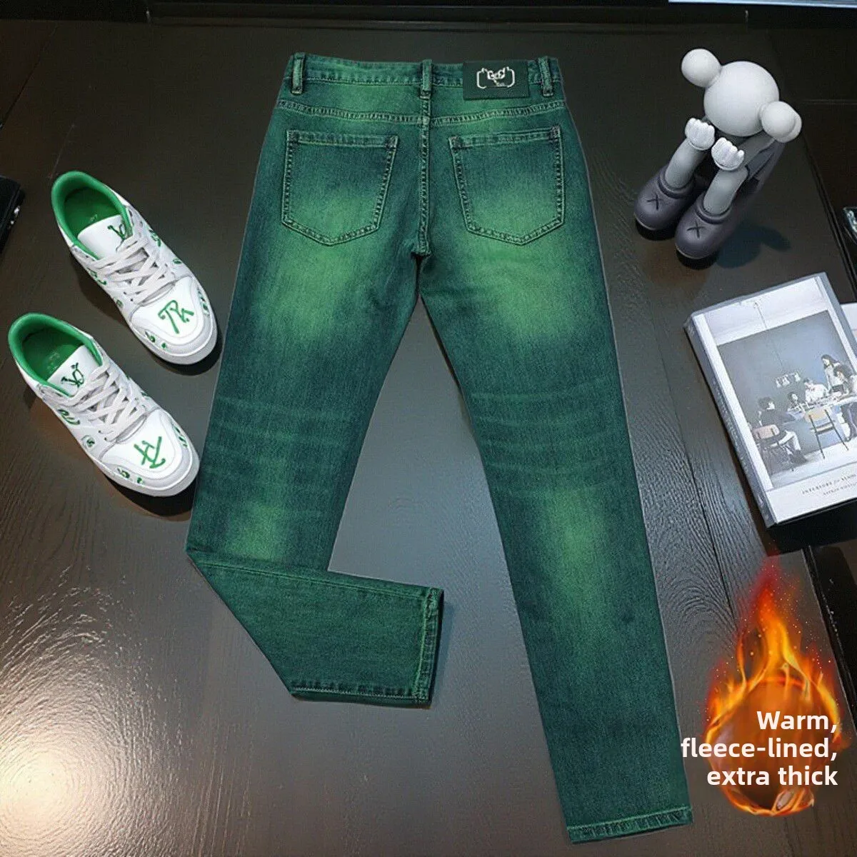 

Мужские джинсы Slim Fit: повседневные, эластичные, комфортные, из тонкого денима, со средней посадкой, приталенные, теплые зимние, модные