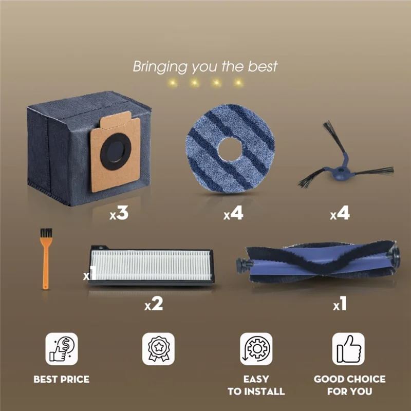 B99A-15PCS Replacement Accessories For Eufy X10 Pro Omni Vacuum Cleaner Accessory Roller Side Brush Filter Mop Pads Dust Bags