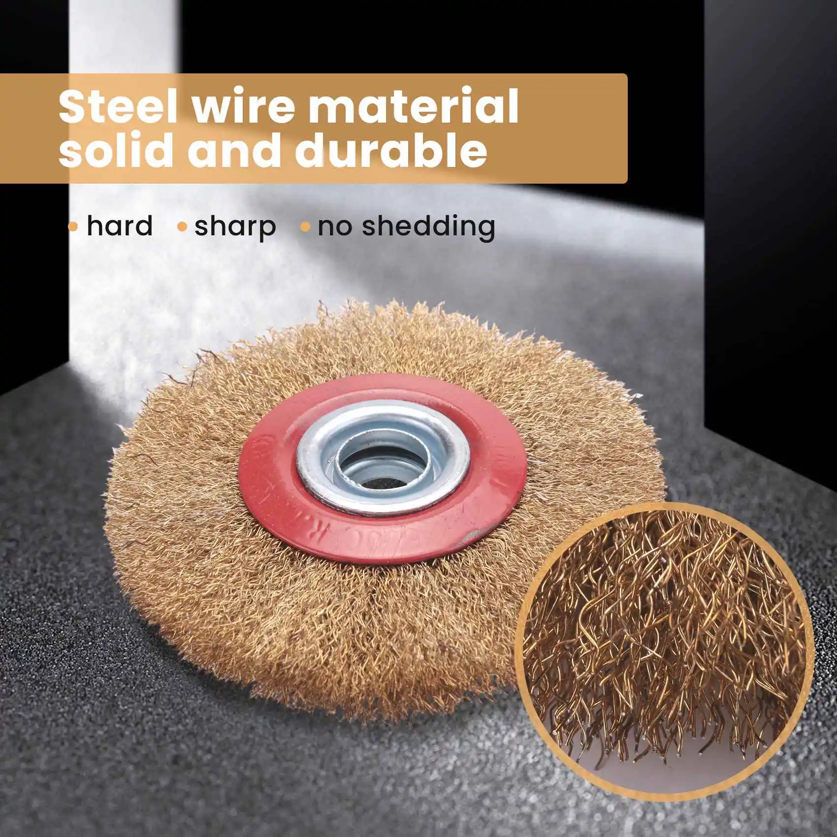 A63K-Wire Brush Wheel For Bench Grinder Polish + Reducers Adaptor Rings