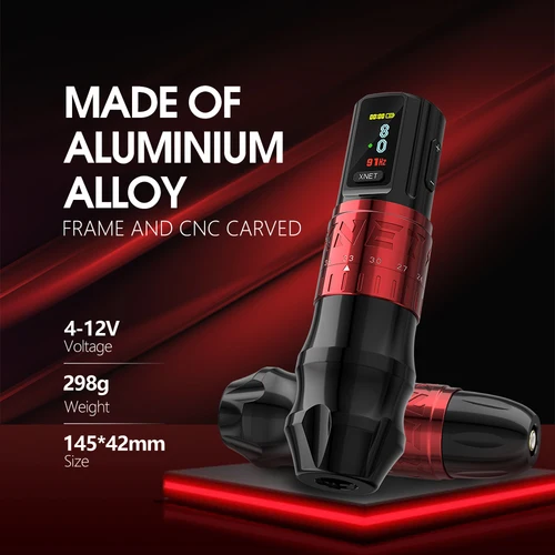 Imagen 2 del producto XNET Bestia-Kit de pluma para máquina de tatuaje inalámbrica, carrera ajustable, batería de 2,4-4,2mm, 2400mAh, pantalla OLED, cartucho de tatuaje mixto de 60 piezas