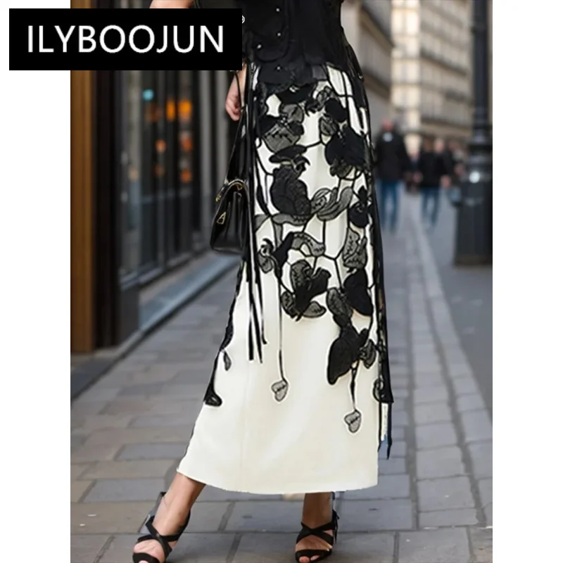 Solid Hollow Out Minimalist Loose Skirts For Women Temperament Embroidery Skirt Female Style Luxury Brand