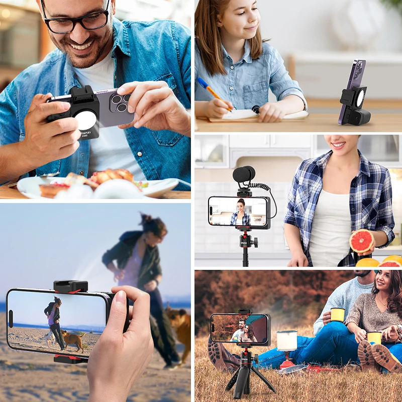 Ulanzi CG-02 Phone Fill Light For Video Photography With Grip Bluetooth Remote Selfie Lamp Rechargeable Support iPhone Samsung