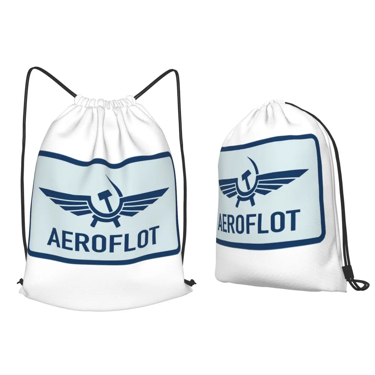 Aeroflot Aviation Russe Pilote Aerospace Aviateur Backpacks Casual Drawstring Bundle Pocket Sports Bag Book Bags for Travel