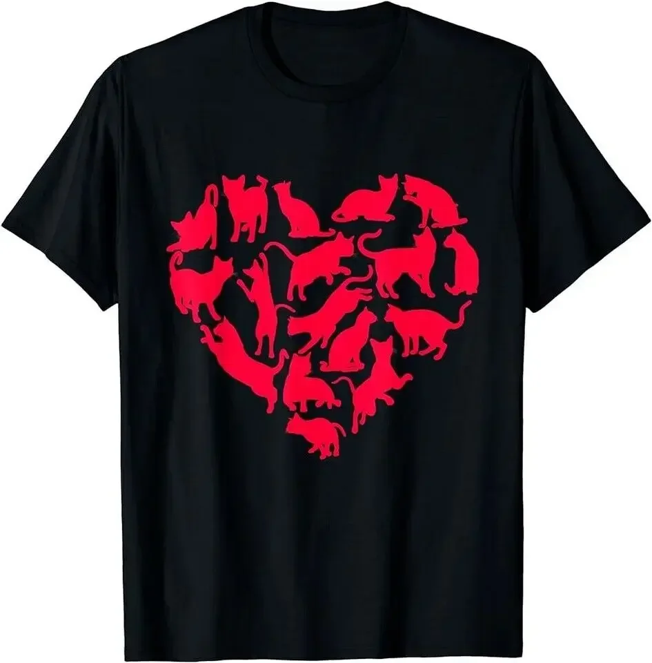 Cats Heart Shape Funny Valentines Day Cat Lover Veterinarian T-Shirt