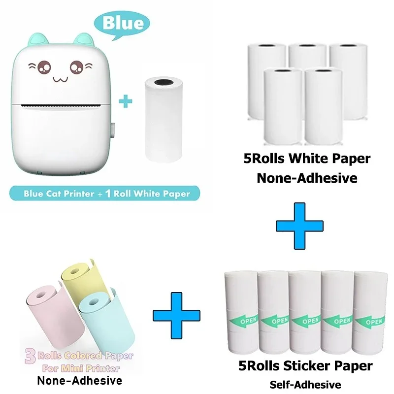 Mini Photo Pocket Printer Portable Ink-free Thermal 57mm Sticker Trans Paper Wireless BT 200dpi Android IOS Printing Machine