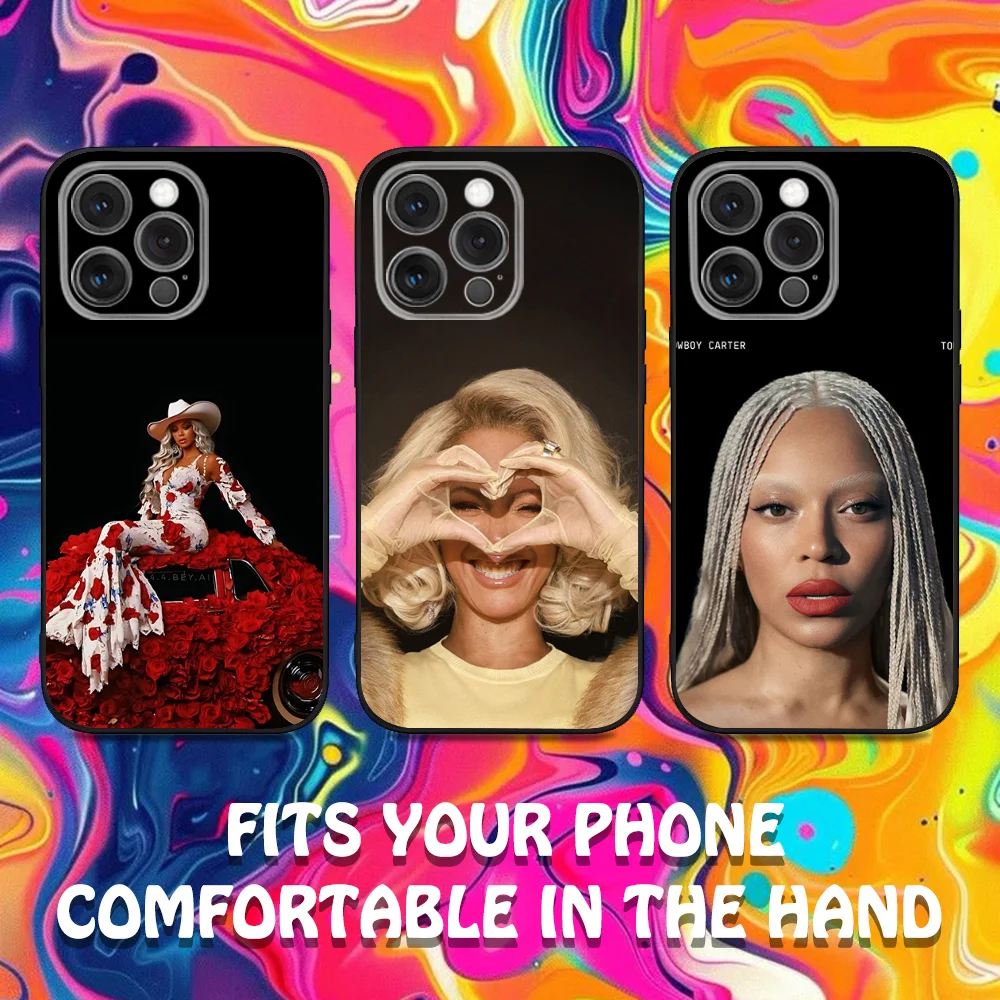 

B-Beyonces Singer Phone Case For iPhone 16,15,14,13,12,11,Pro,Max,Plus,X,XS,XR,SE,8,7,Mini,Soft Silicone Black Case