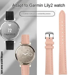 14mm Women's Cowhide Strap  For Garmin New Watch Lily2 Lea-ther Strap Lily 2 Bracelet SmartWatch Quick Release Lea-ther Watchban