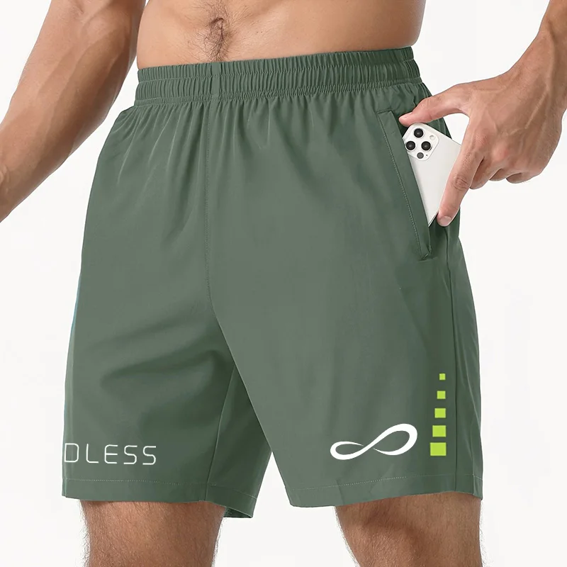 Boutique Men\'s Tennis Shorts Letter Pocket Badminton Sports Stretch Shorts Men\'s Fitness Quick Dry Shorts Breathable Mesh Shorts
