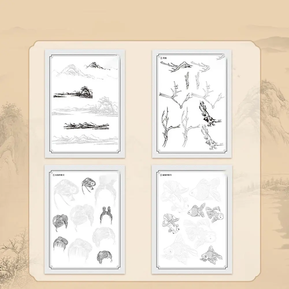Hand Drawn Chinese Painting Sketch Basic Tutorial Figures Landscape Line Draft Practice Book Practicing Animals