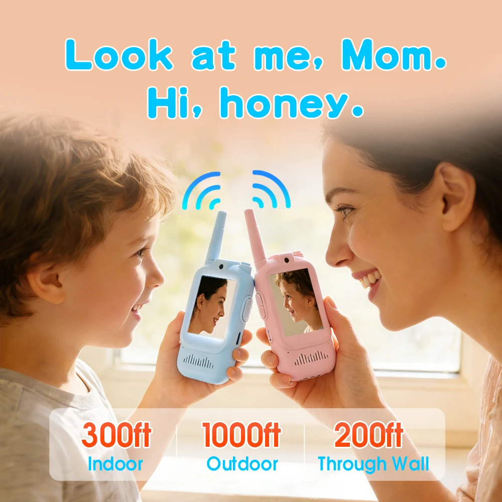 NEW Video Kids Walkie Talkie 2 Packs Rechargeable Children Indoor Outdoor Toys for Camping Travel Birthday NEW Year Gifts