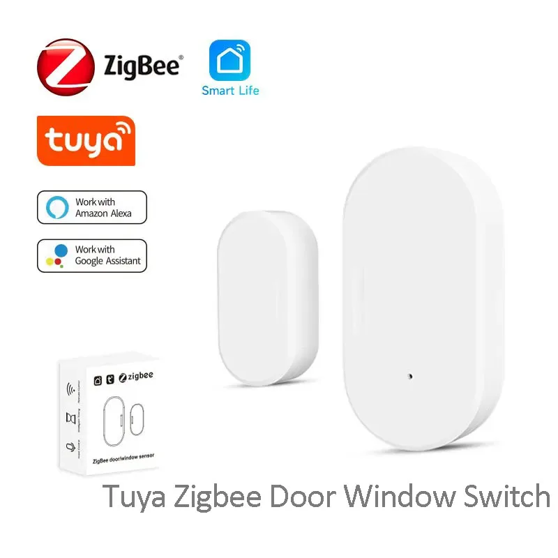 Tuya Zigbee-Sensor inteligente de portas e janelas, botão anti-adulteração, sistema de segurança doméstica sem fio, controle remoto, trabalhar com Alexa, Google Home