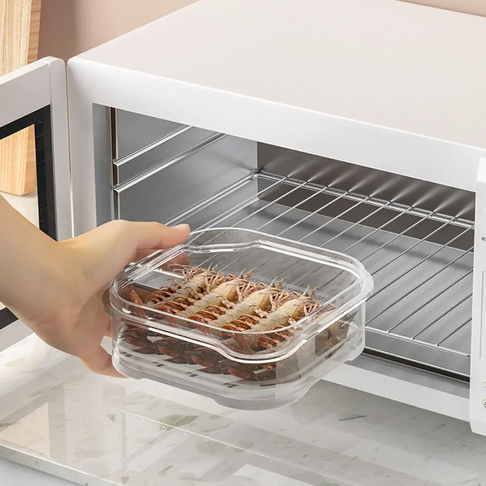 Refrigerator Storage Box Fridge Organizer Food Container Sealed Fresh With Lid Fresh Vegetable Fruit Boxes Drain Basket Organize