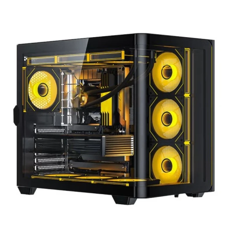 Desktop computer sea view room chassis integrated curved glass side 360 water cooling