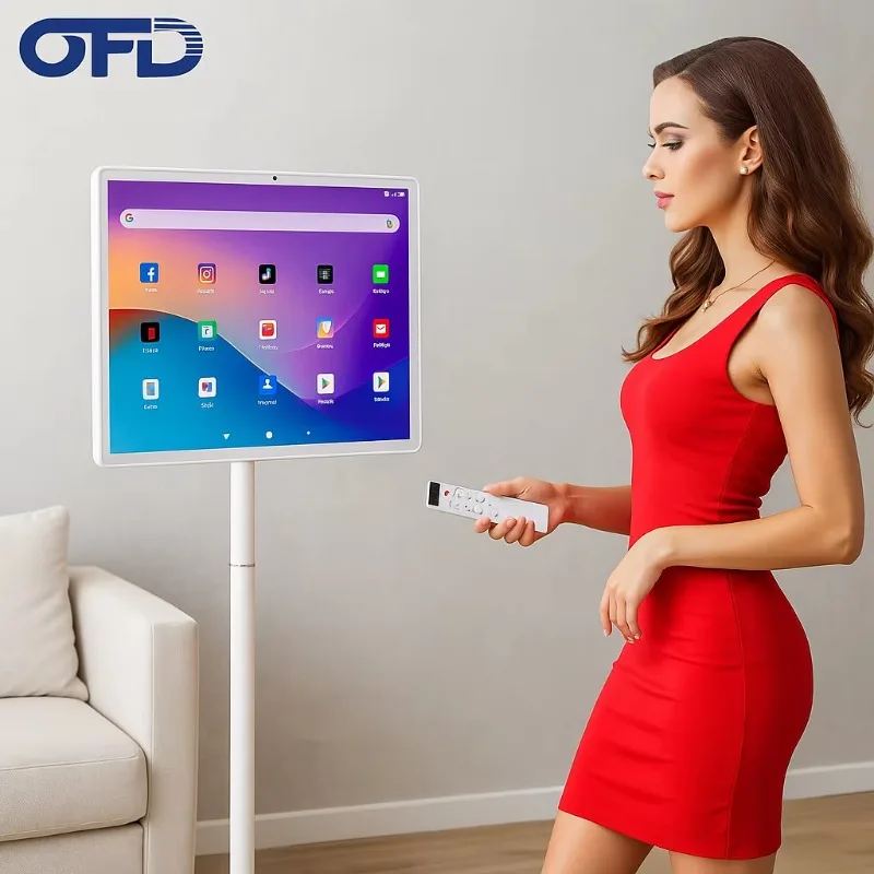 

32-дюймовый портативный монитор Android 15 Smart TV с подставкой, вращающийся планшетный ПК 6 + 128 ГБ для дома/офиса
