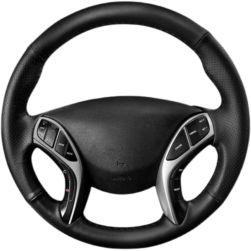 

Для Hyundai Elantra 2011-2016 Avante i30 2012-2016 ручная работа черный нескользящий чехол на руль из натуральной кожи