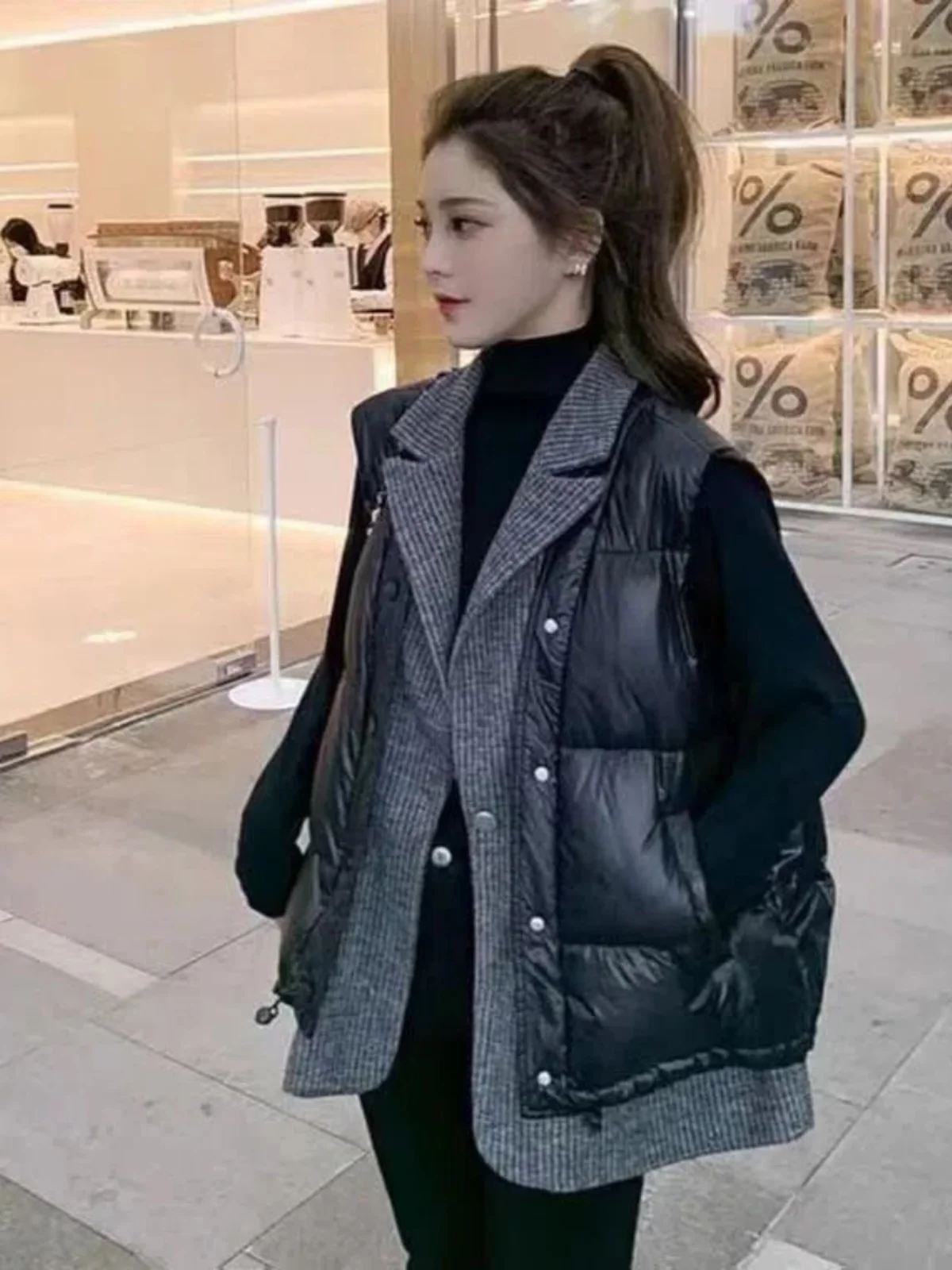 

Extra Large Casual Lazy Sle Vest Women's Spring Autumn Cotton Jaet Svel Simple Design for Plump Sister