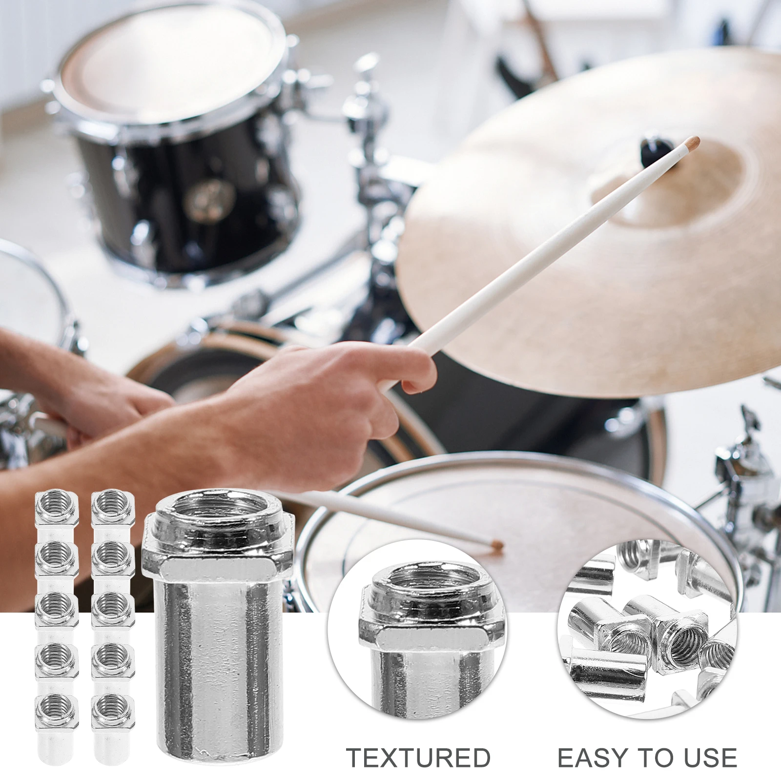 

20pcs Screw Nut M5 5MM Silver Musical Instrument Accessories Swivel Nuts for Tom Floor Swivel Nuts For Tom Lug Drum Parts