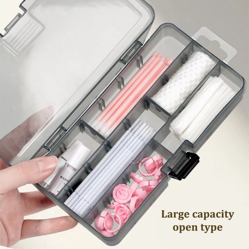 透明カバー付き長方形垂直 10 グリッドまつげエクステンションツール収納ボックス接着剤ピンセットホルダーメイクアップオーガナイザー