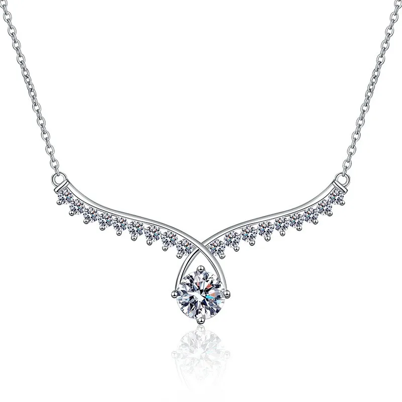 

XL147 Lefei модное роскошное цветное D классическое муассанитовое ожерелье с угловым крылом для очаровательных женщин, стерлинговое серебро 925 пробы, вечерние ювелирные изделия, подарок