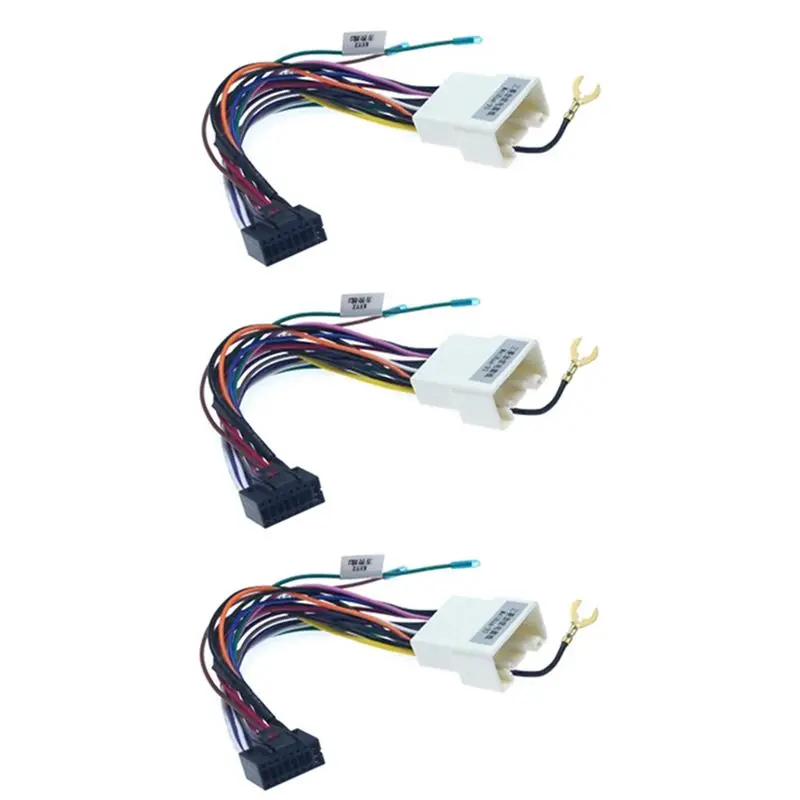 M49K-3Pc Car Stereo Radio 16PIN Adaptor Wiring Harness For Mitsubishi Lancer-Ex ASX Power Calbe Wire Head Unit Harness