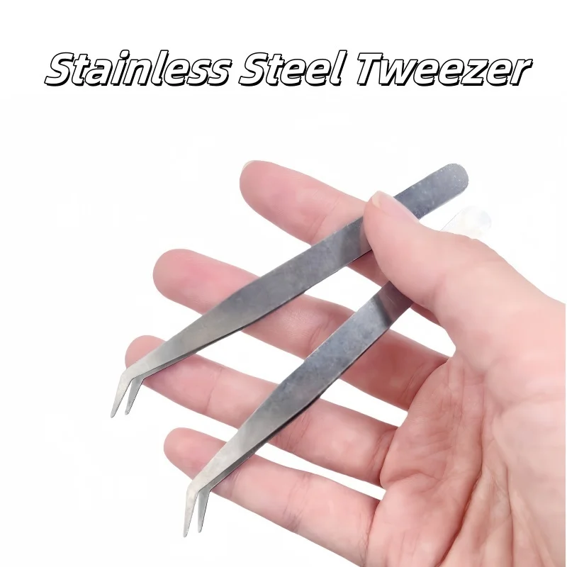 ESD Anti-Static Stainless Steel Tweezers Precision Maintenance Industrial Repair Curved Tool Home Working Model Making Hand Tool