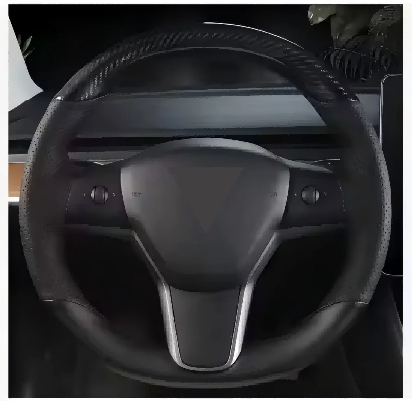 Luxury Custom Fit Tesla Steering Wheel Cover Genuine Leather Hand-Stitched for Tesla Model X