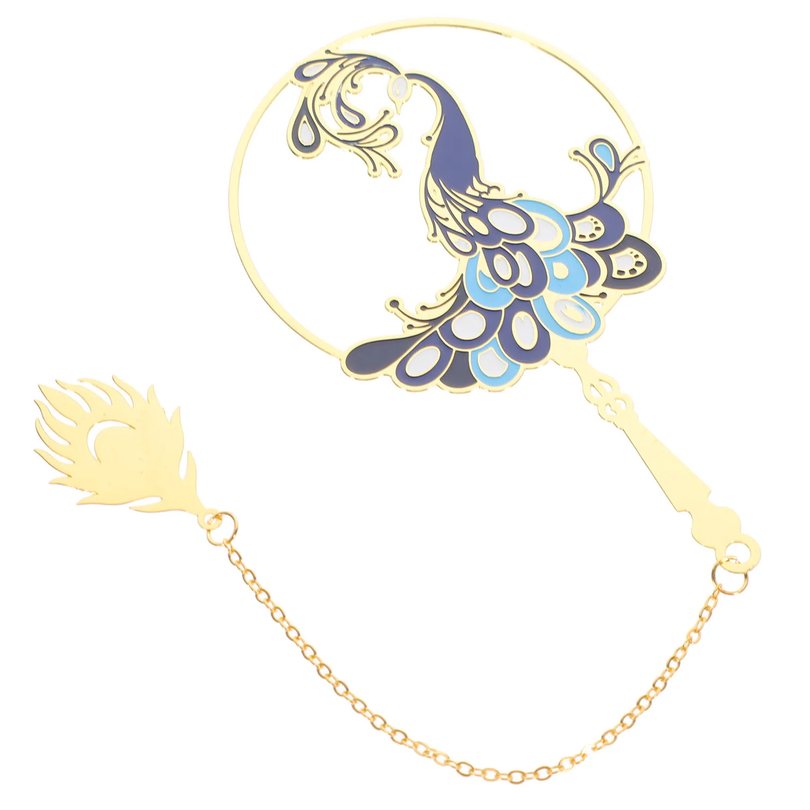 Delicate Peafowl Ornament Bookmark Exquisite Copper Page-Marker with Vivid Design Bookmark Decor for Book Club