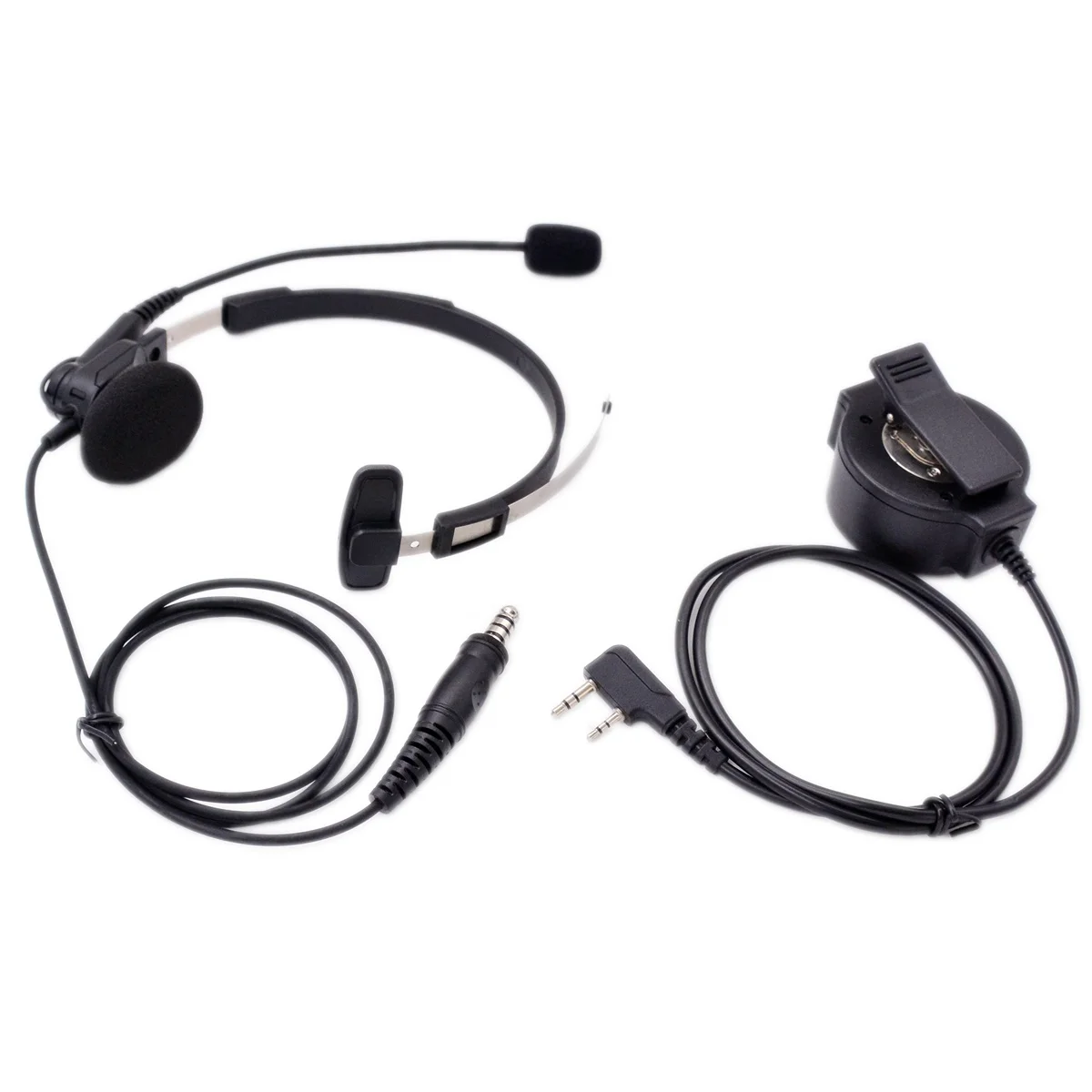 7.1mm Plug Headset Single Ear Headphones with Microphone + K324 PTT Key for Kenwood Baofeng WOUXUN TYT HAM Radio Earpiece
